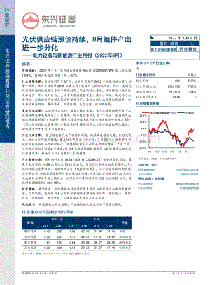 20220808-东兴证券-电力设备与新能源行业月报（2022年8月）_光伏供应链涨价持续_8月组件产出进一步分化_22页_832kb.pdf