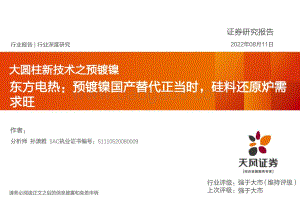 深度报告-20220811-天风证券-新能源行业深度研究_大圆柱新技术之预镀镍-东方电热_预镀镍国产替代正当时_硅料还原炉需求旺_29页_1mb.pdf
