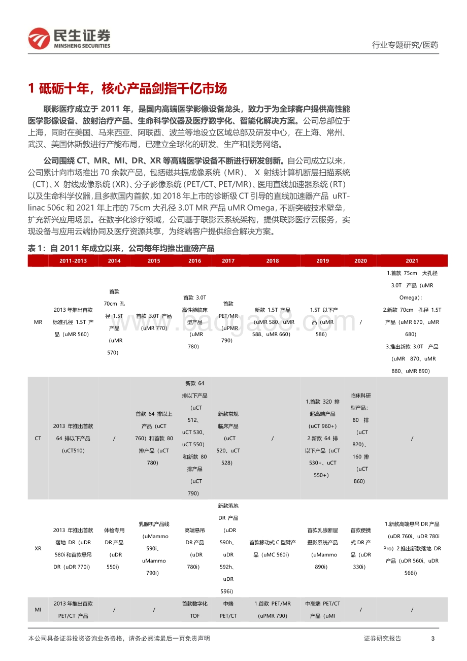 20220731-民生证券-联影医疗-688271.SH-新股报告_聚焦千亿市场_高端医学设备龙头_49页_5mb.pdf_第3页