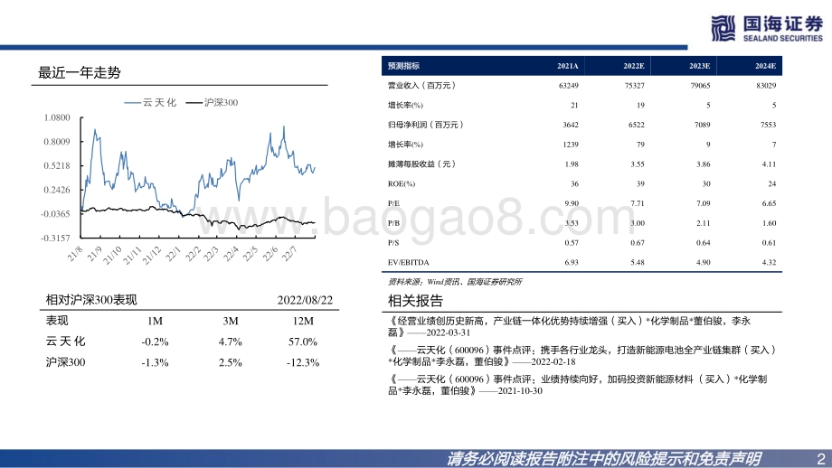 20220823-国海证券-云天化-600096.SH-2022年中报点评_Q2业绩再创新高_新能源项目持续推进_21页_1mb.pdf_第2页