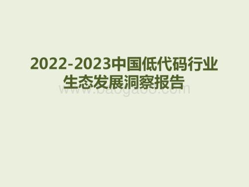 2022-2023中国低代码行业生态发展洞察报告.pptx