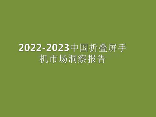 2022-2023中国折叠屏手机市场洞察报告.pdf