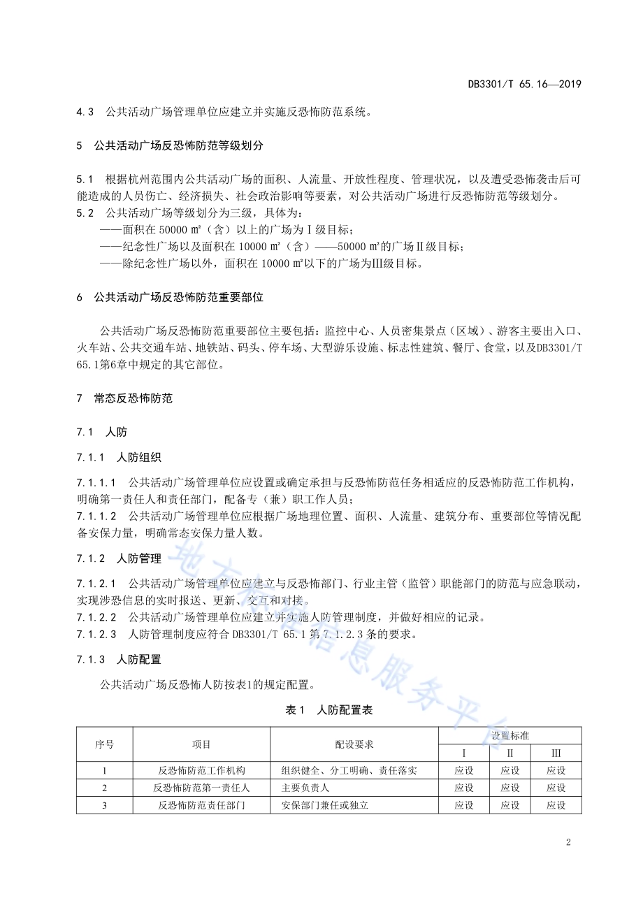 反恐怖防范系统管理规范第16部分：公共活动广场DB3301／T 65.16-2019.pdf_第5页