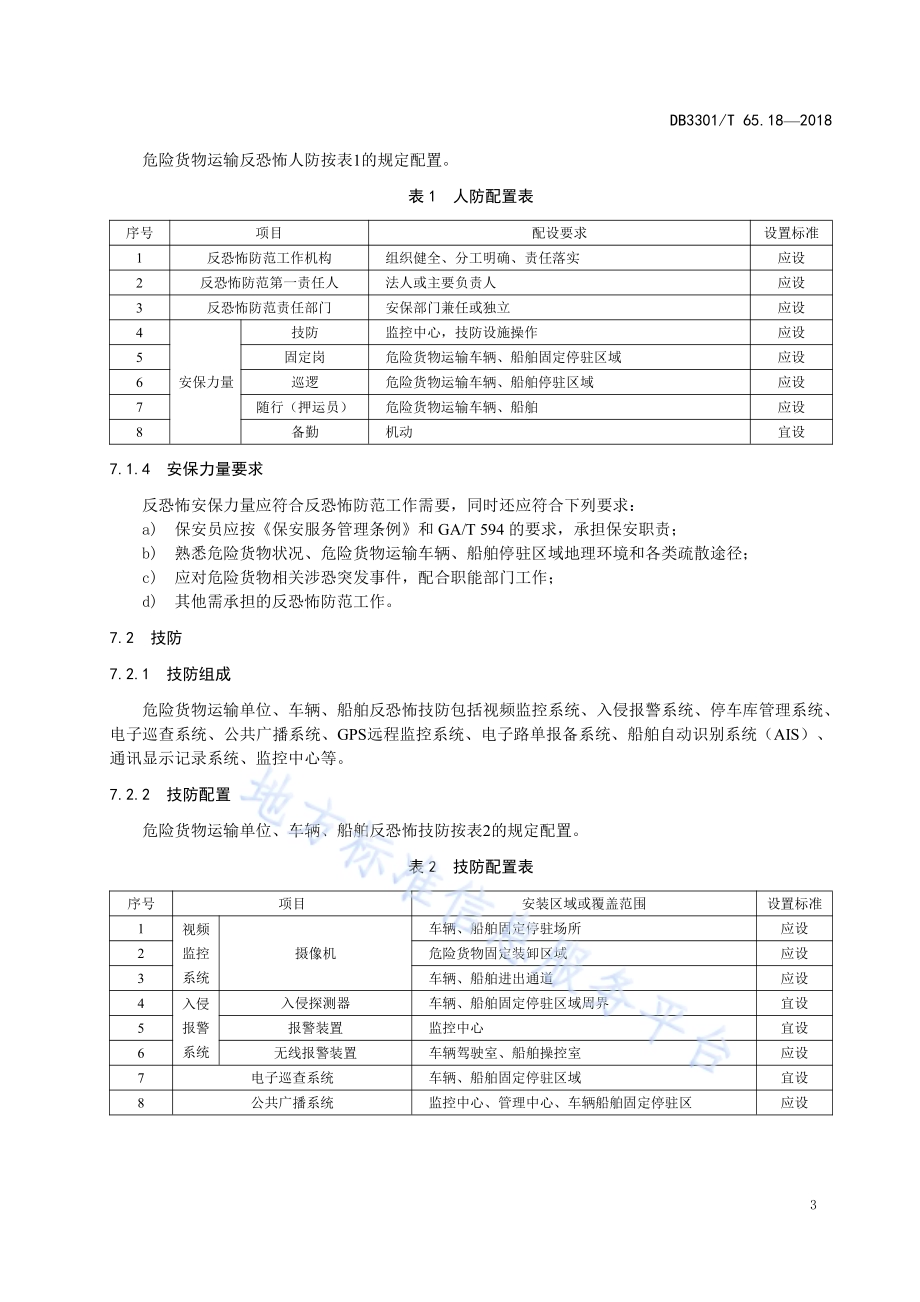 反恐怖防范系统管理规范 第18部分：危险货物运输DB3301／T 65.18—2018.pdf_第5页