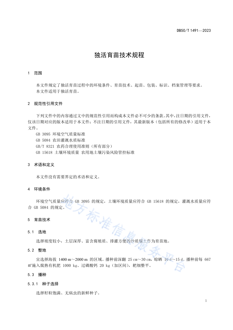 独活育苗技术规程DB50／T 1491-2023.pdf_第5页