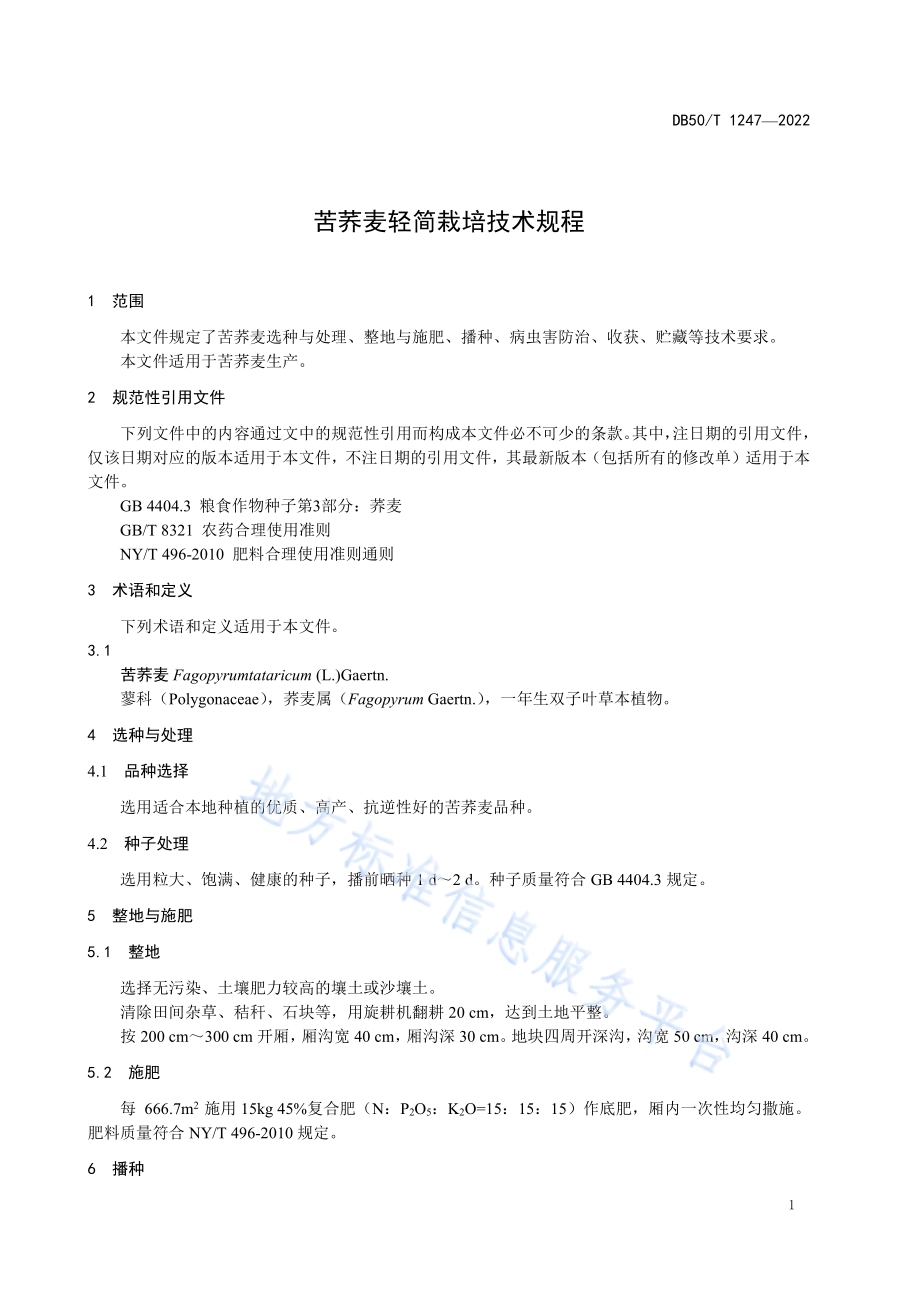 苦荞麦轻简栽培技术规程DB50／T 1247-2022.pdf_第5页