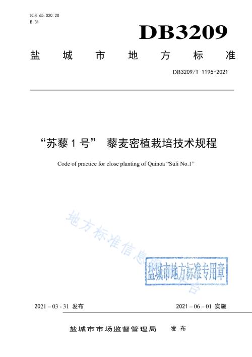 “苏藜1号”密植栽培技术规程DB3209／T 1195-2021.pdf
