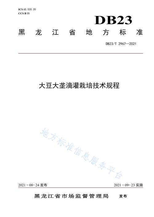 大豆大垄滴灌栽培技术规程DB23／T 2967—2021.pdf