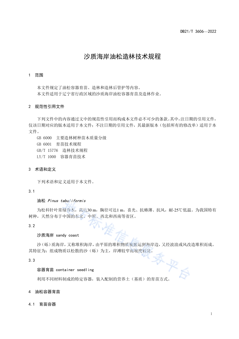 沙质海岸油松造林技术规程DB21／T 3606-2022.pdf_第5页