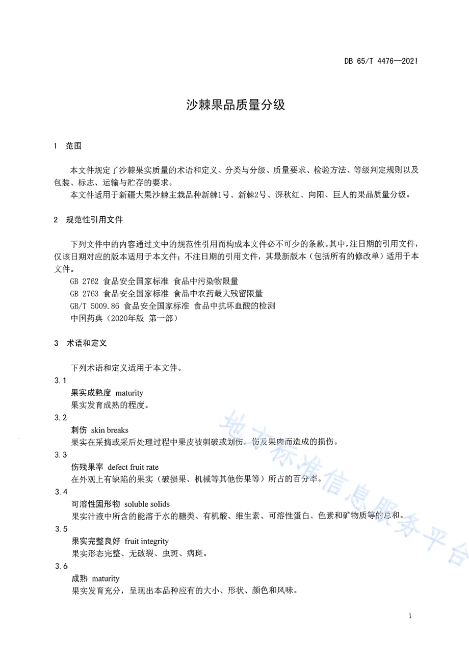 沙棘果品质量分级DB65／T 4476-2021.pdf_第5页