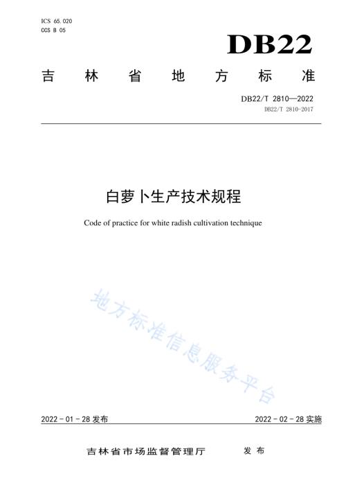 白萝卜生产技术规程DB22／T 2810-2022.pdf