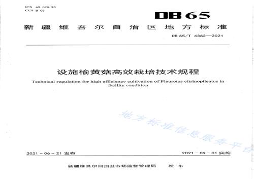 设施榆黄菇高效栽培技术规程DB65／T 4362-2021.pdf