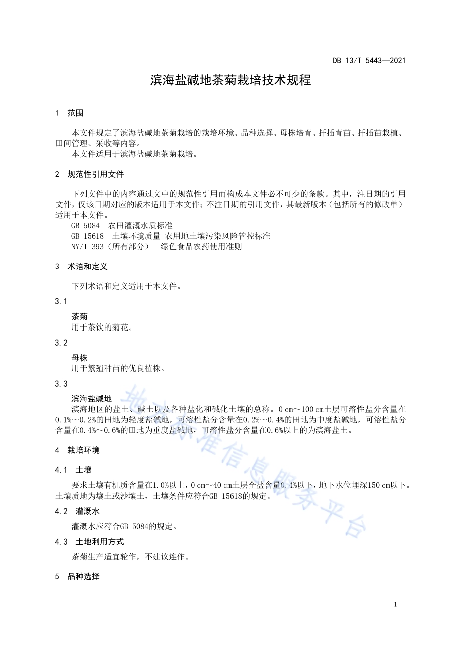 滨海盐碱地茶菊栽培技术规程DB13／T 5443-2021.pdf_第5页