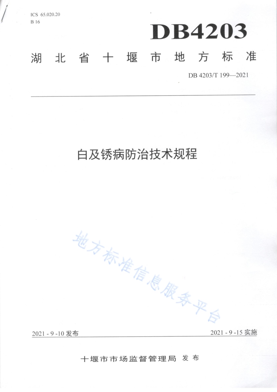 白及锈病防治技术规程DB4203／T 199-2021.pdf_第1页