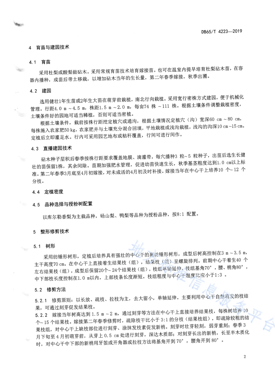 库尔勒香梨简约化栽培技术规程DB65／T 4223-2019.pdf_第4页