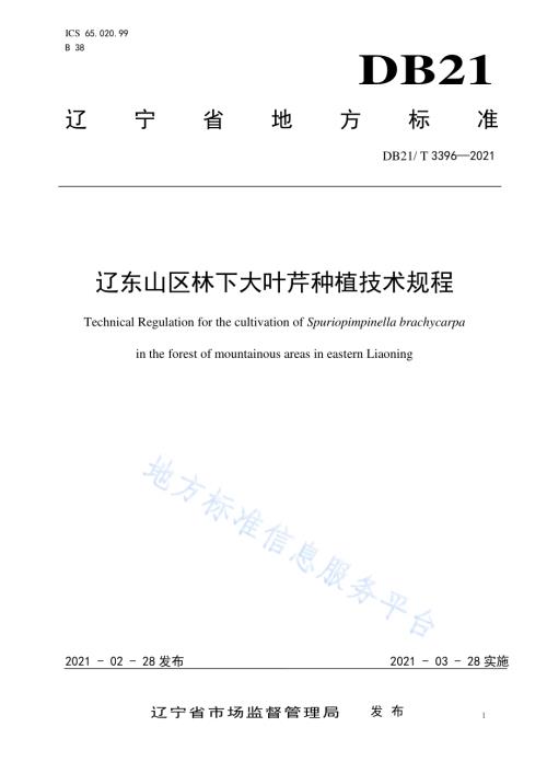 辽东山区林下大叶芹种植技术规程DB21／T 3396—2021.pdf