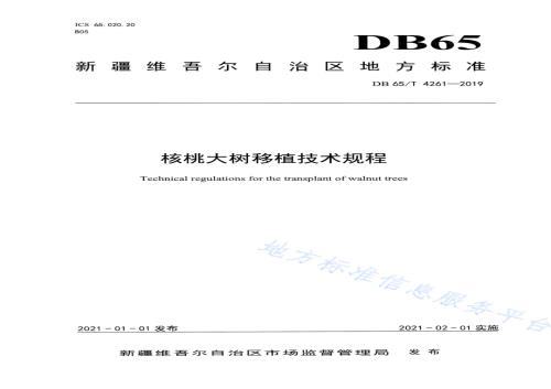核桃大树移植技术规程DB65／T 4261-2019.pdf