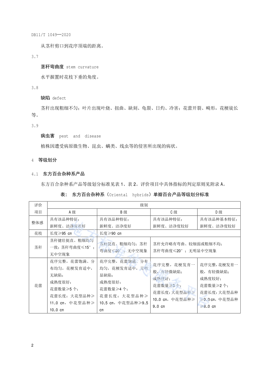 花卉产品等级 切花百合DB11／T 1049-2020.pdf_第5页