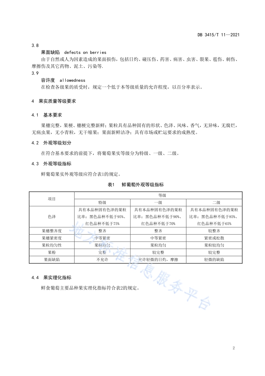 六安鲜食葡萄质量分级DB3415／T 11-2021.pdf_第4页