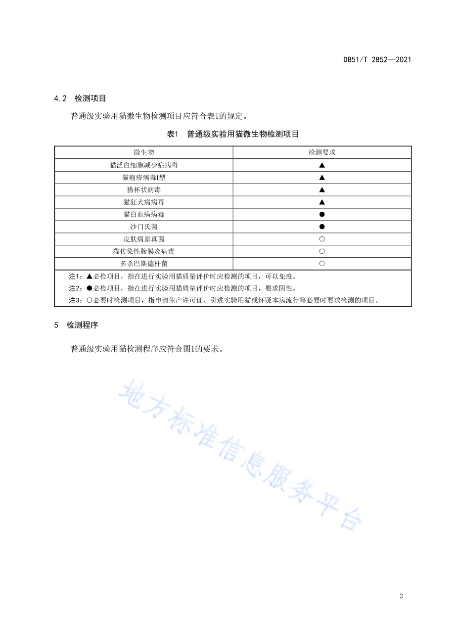普通级实验用猫 微生物学监测DB51／T 2852-2021.pdf_第5页