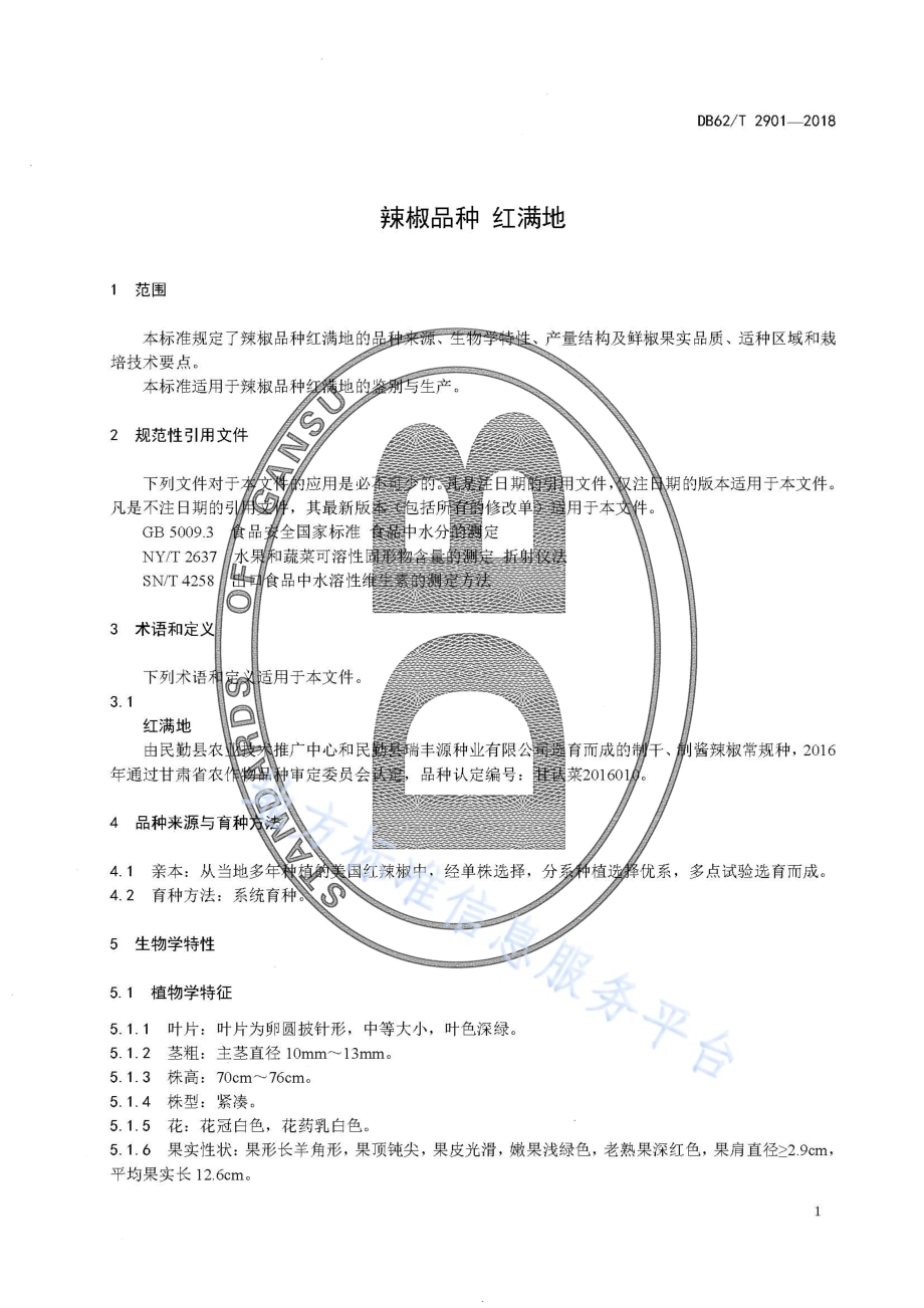 辣椒品种 红满地DB62／T 2901-2018.pdf_第5页