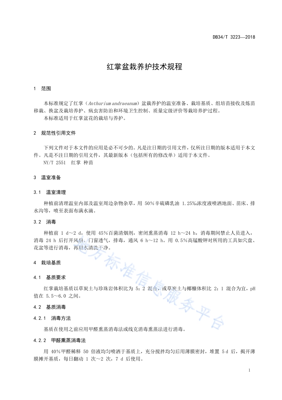 红掌盆栽养护技术规程DB34／T 3223-2018.pdf_第5页