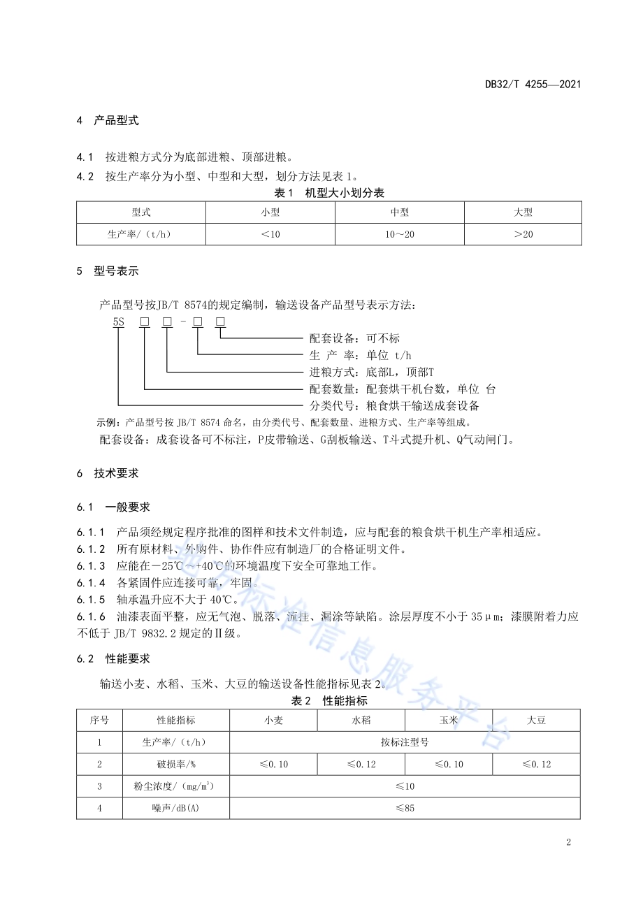粮食烘干输送成套设备 通用技术规范DB32／T 4255-2021.pdf_第4页