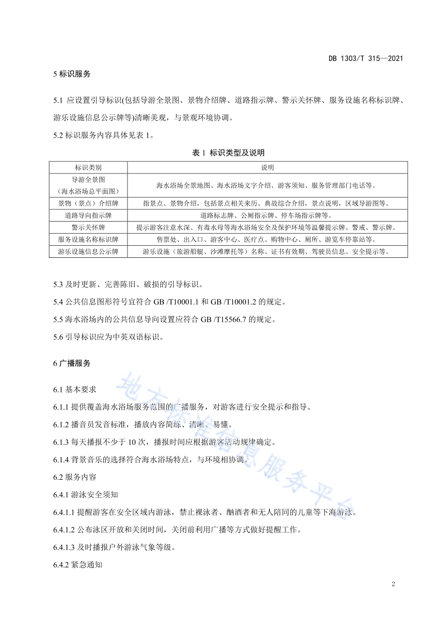 海水浴场信息服务规范DB1303／T 315-2021.pdf_第5页