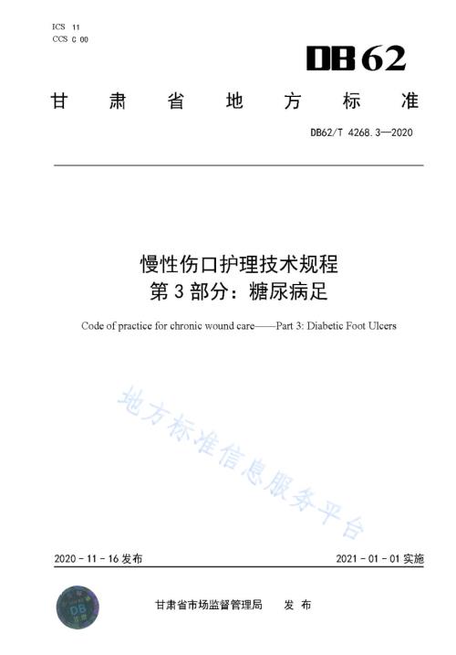 慢性伤口护理技术规程第3部分：糖尿病足DB62／T 4268.3-2020.pdf