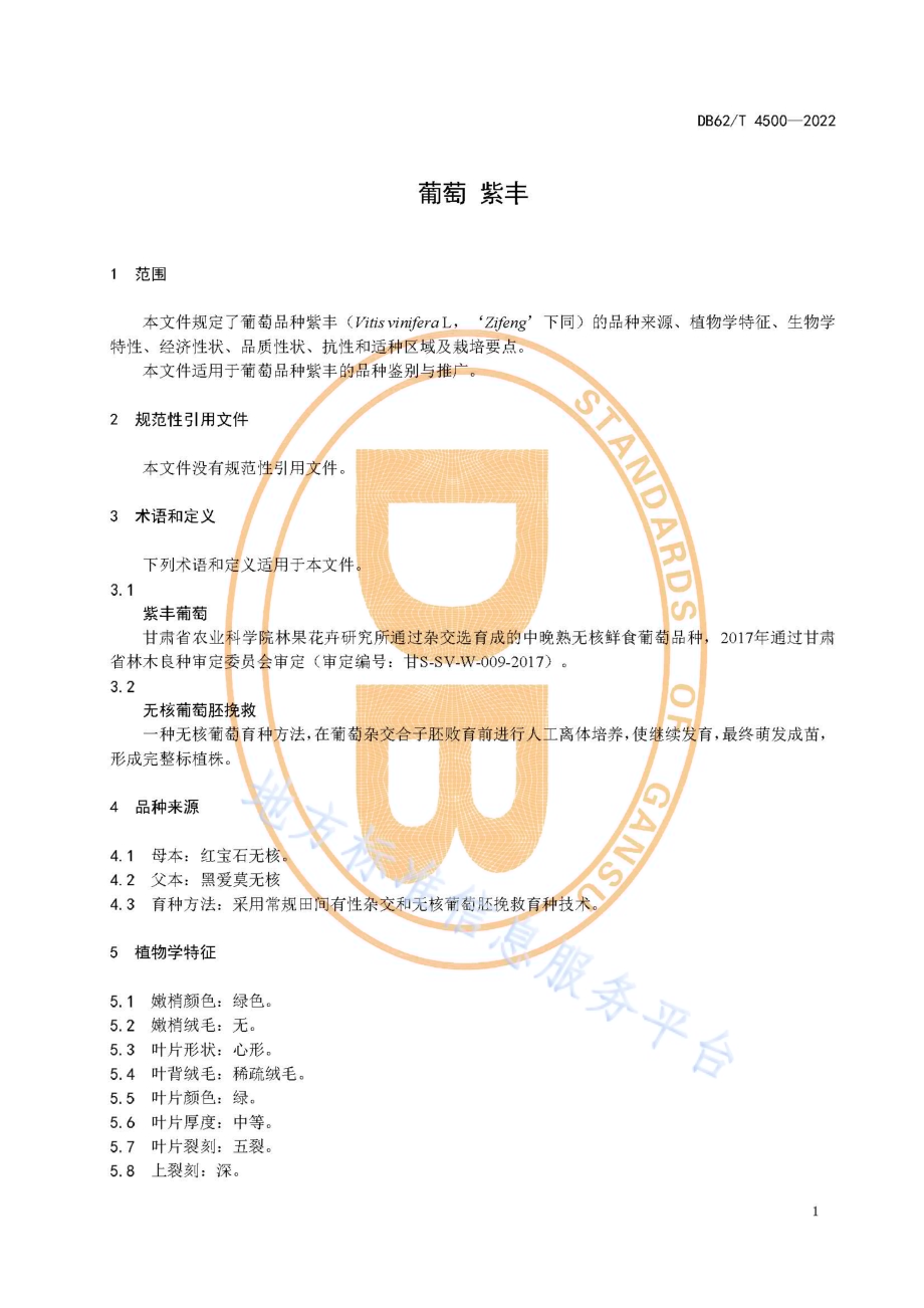 葡萄 紫丰DB62／T 4500-2022.pdf_第5页