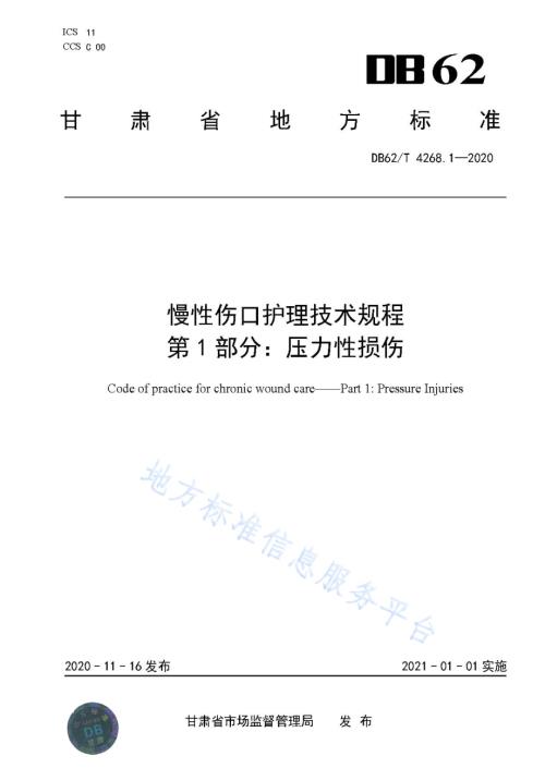 慢性伤口护理技术规程第1部分：压力性损伤DB62／T 4268.1-2020.pdf