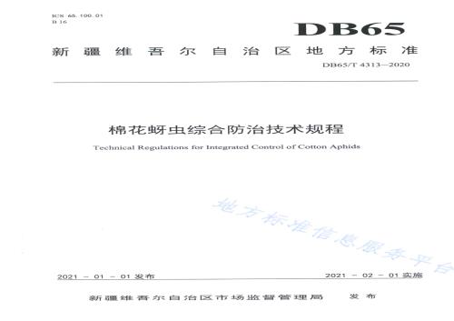 棉花蚜虫综合防治技术规程DB65／T 4313-2020.pdf