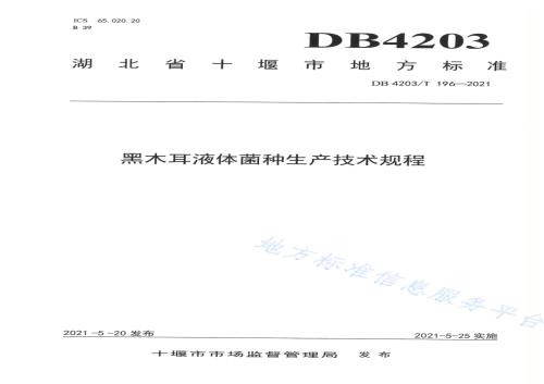 黑木耳液体菌种生产技术规程DB4203／T 196-2021.pdf