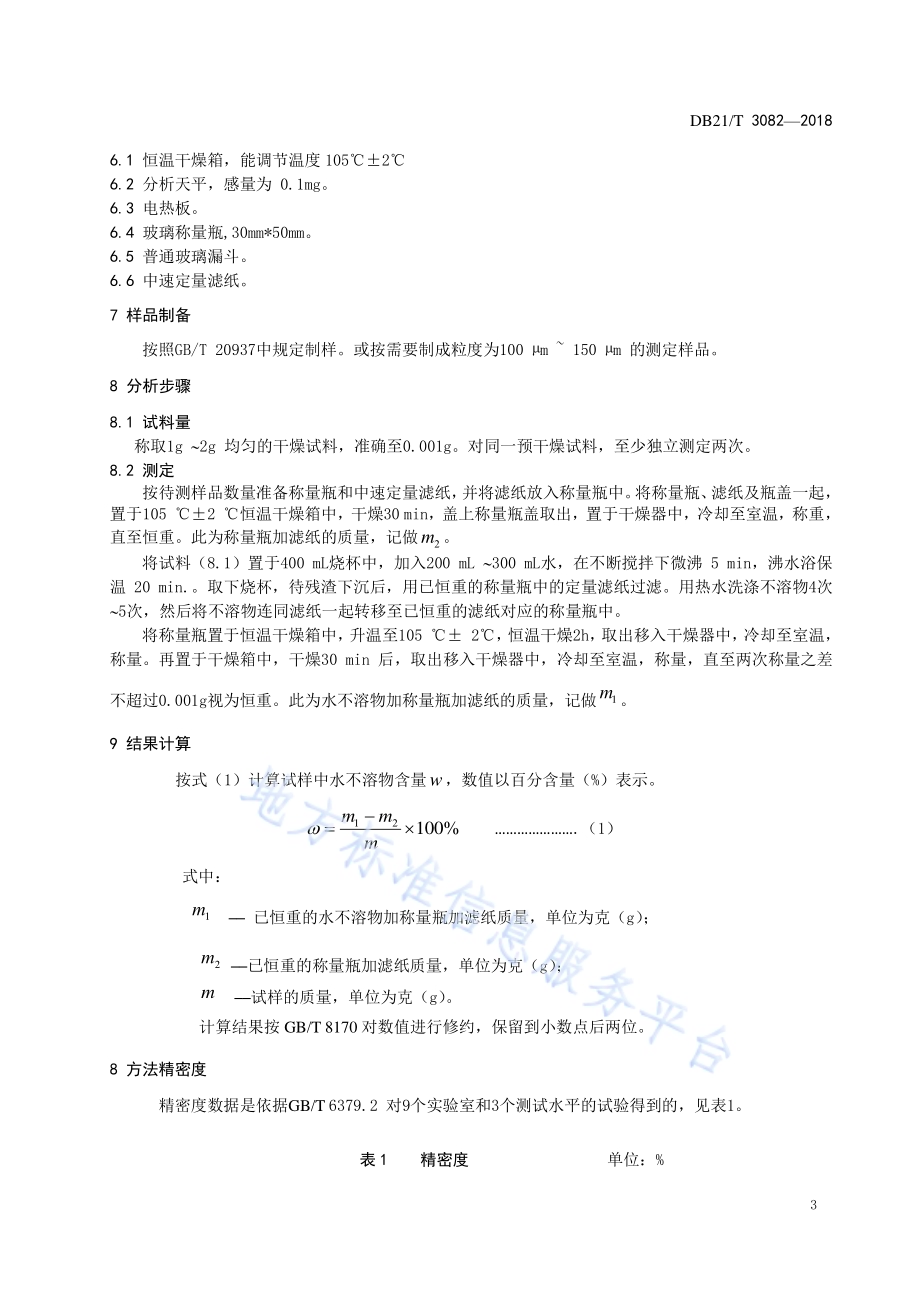 含镁矿物原料水不溶物的测定DB21／T 3082-2018.pdf_第4页