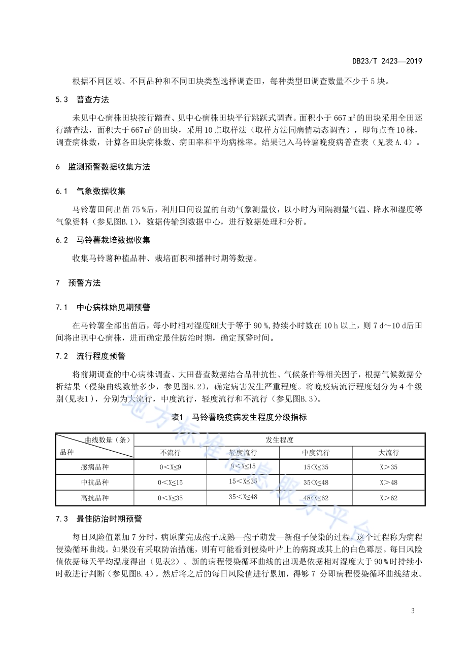 马铃薯晚疫病监测预警技术规程DB23／T 2423—2019.pdf_第5页