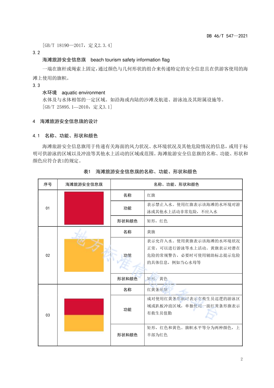 海滩旅游安全信息旗的设计要求和使用规范DB46／T 547-2021.pdf_第5页