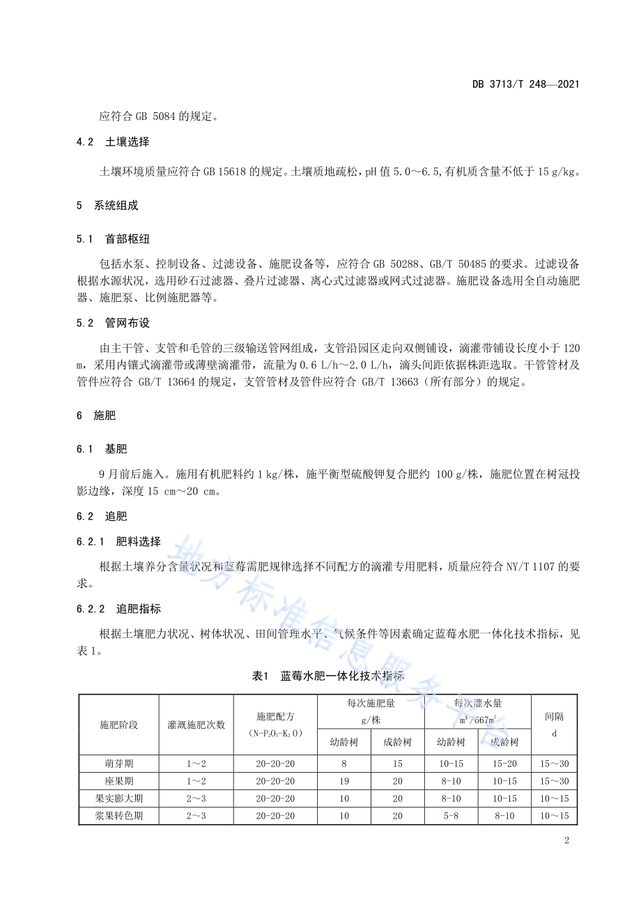 蓝莓水肥一体化栽培技术规程DB3713／T 248—2021.pdf_第4页