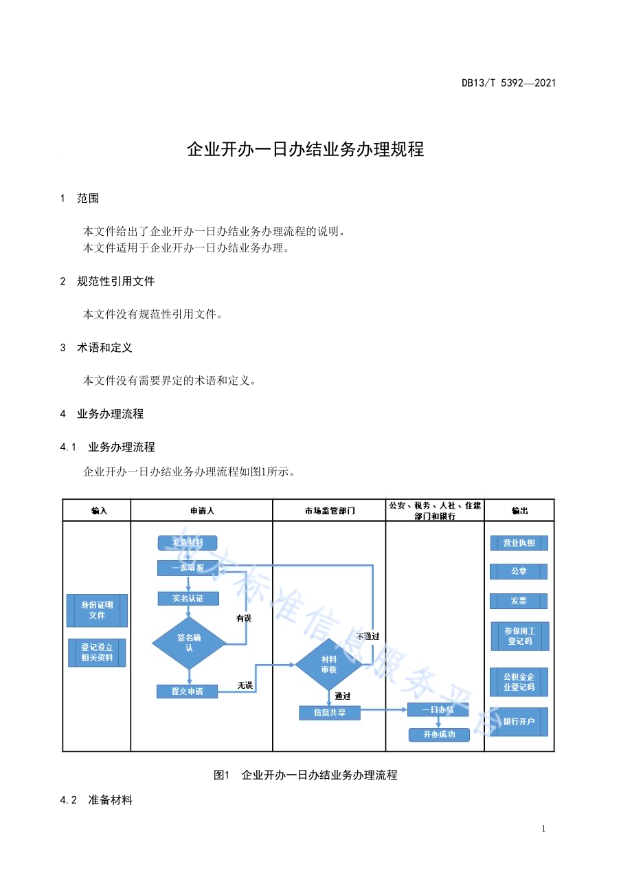 企业开办一日办结业务办理规程DB13／T 5392-2021.pdf_第5页