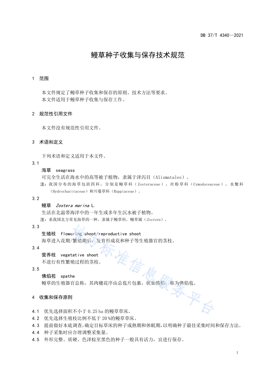 鳗草种子收集与保存技术规范DB37／T 4340—2021.pdf_第3页