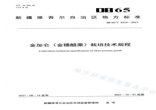 金加仑（金穂醋栗）栽培技术规程DB65／T 4419-2021.pdf
