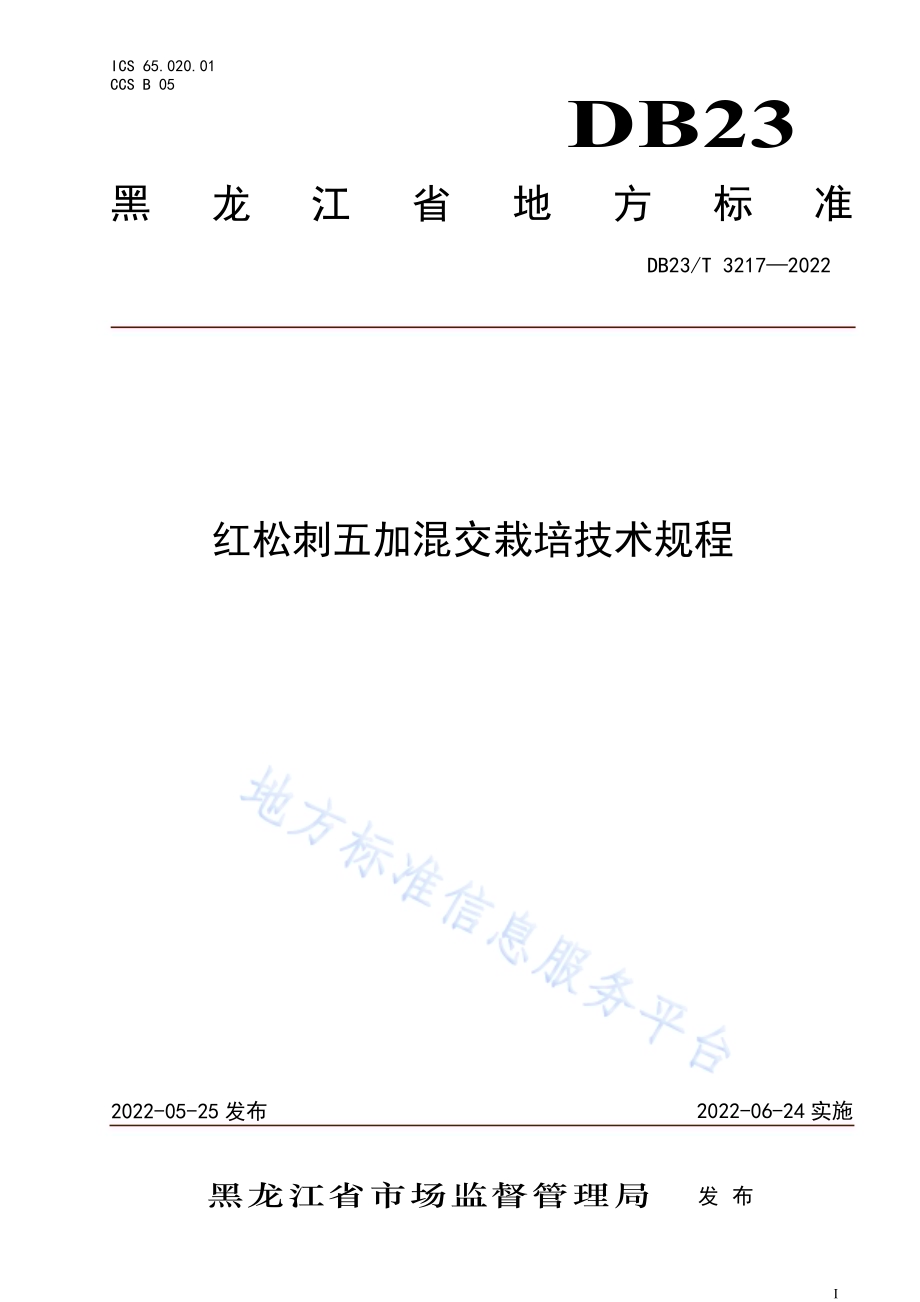 红松刺五加混交栽培技术规程DB23／T 3217—2022.pdf_第1页