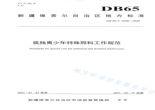 孤残青少年特殊照料工作规范DB65／T 4328-2020.pdf