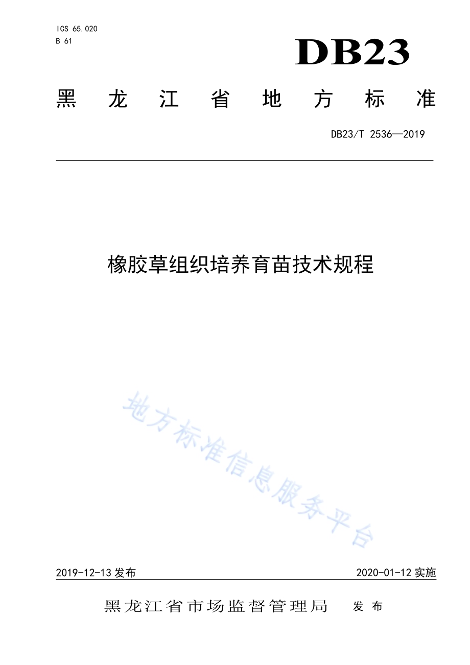 橡胶草组织培养育苗技术规程DB23／T2536—2019.pdf_第1页