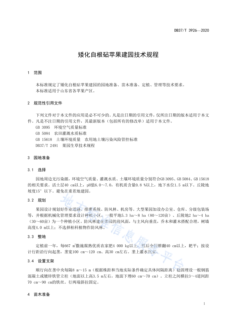 矮化自根砧苹果建园技术规程DB37／T 3926—2020.pdf_第4页