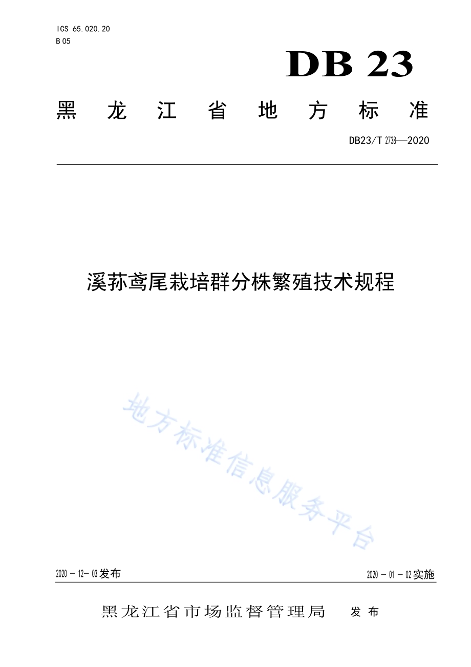 溪荪鸢尾栽培群分株繁殖技术规程DB23／T 2738—2020.pdf_第1页