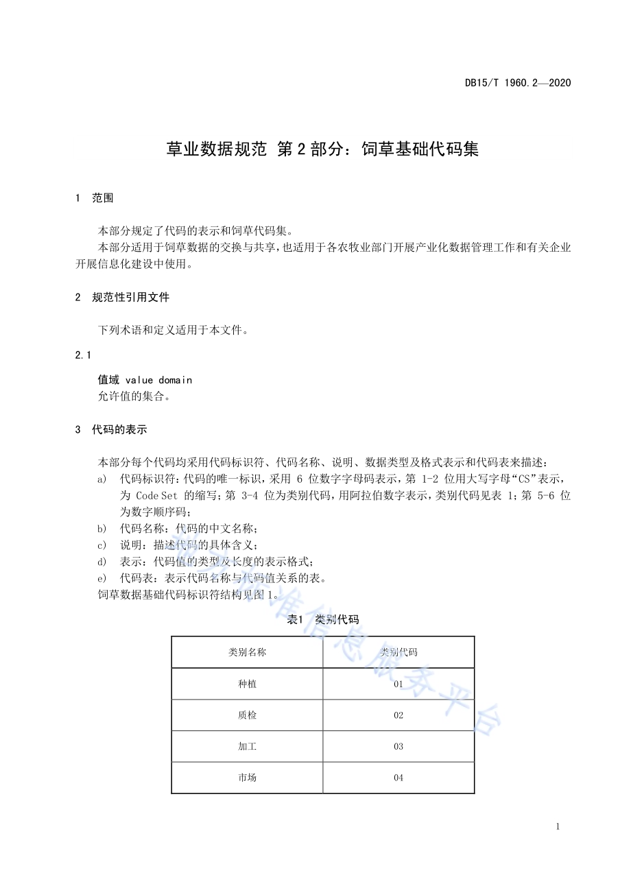 草业数据规范 第2部分：饲草基础代码集DB15／T 1960.2—2020.pdf_第5页