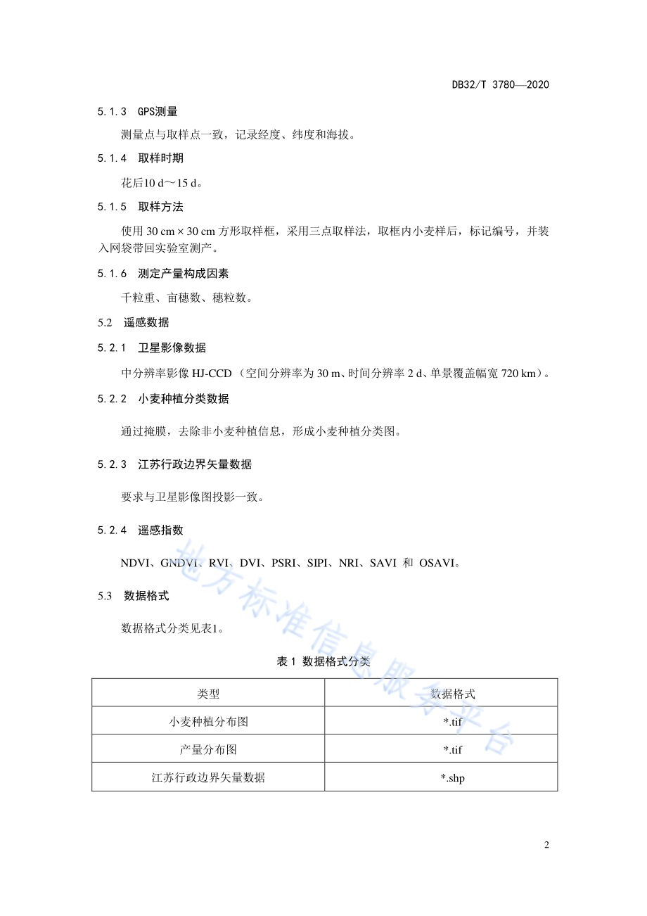 遥感预测小麦产量技术规范DB32／T 3780-2020.pdf_第4页