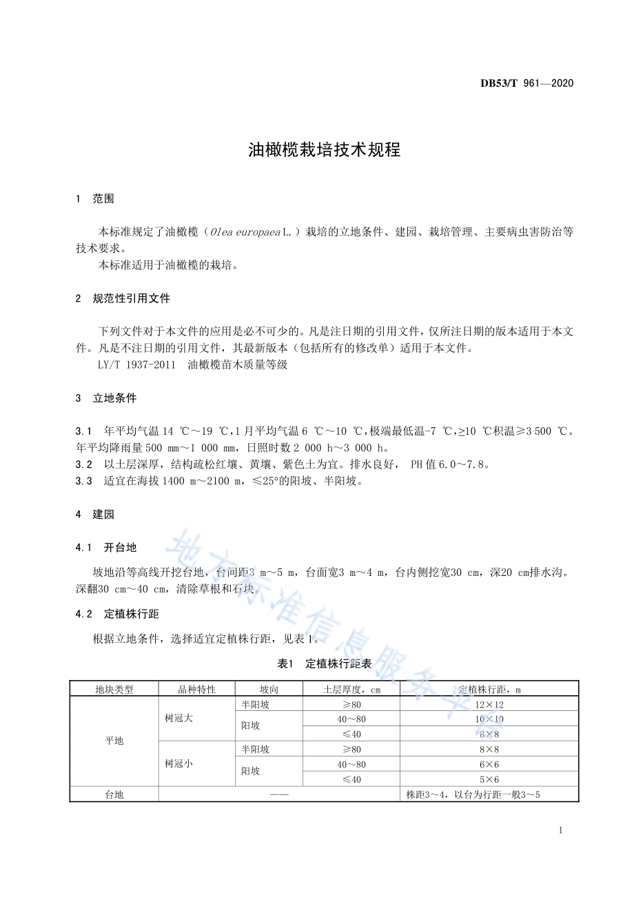 油橄榄栽培技术规程DB53／T 961-2020.pdf_第5页