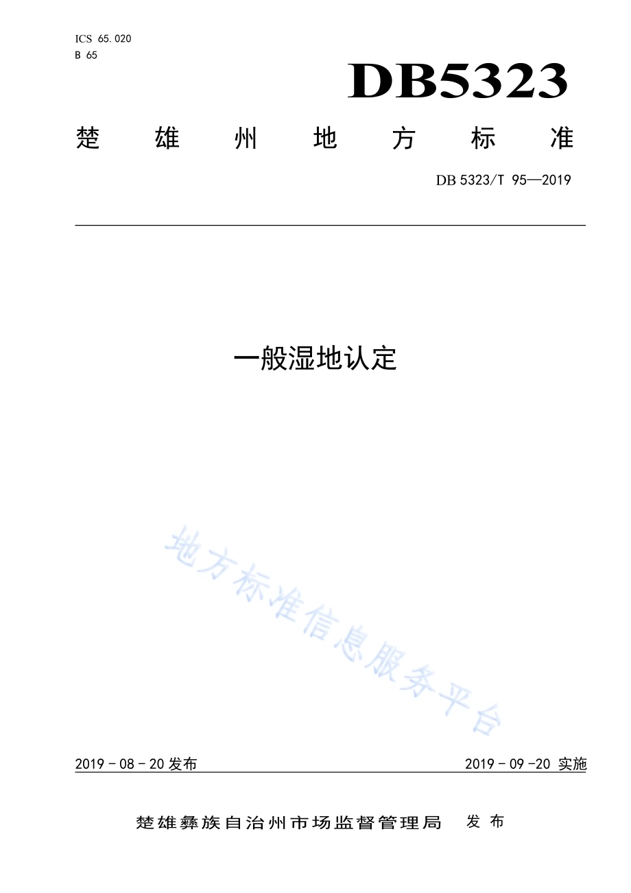 一般湿地认定DB5323／T 95-2019.pdf_第1页