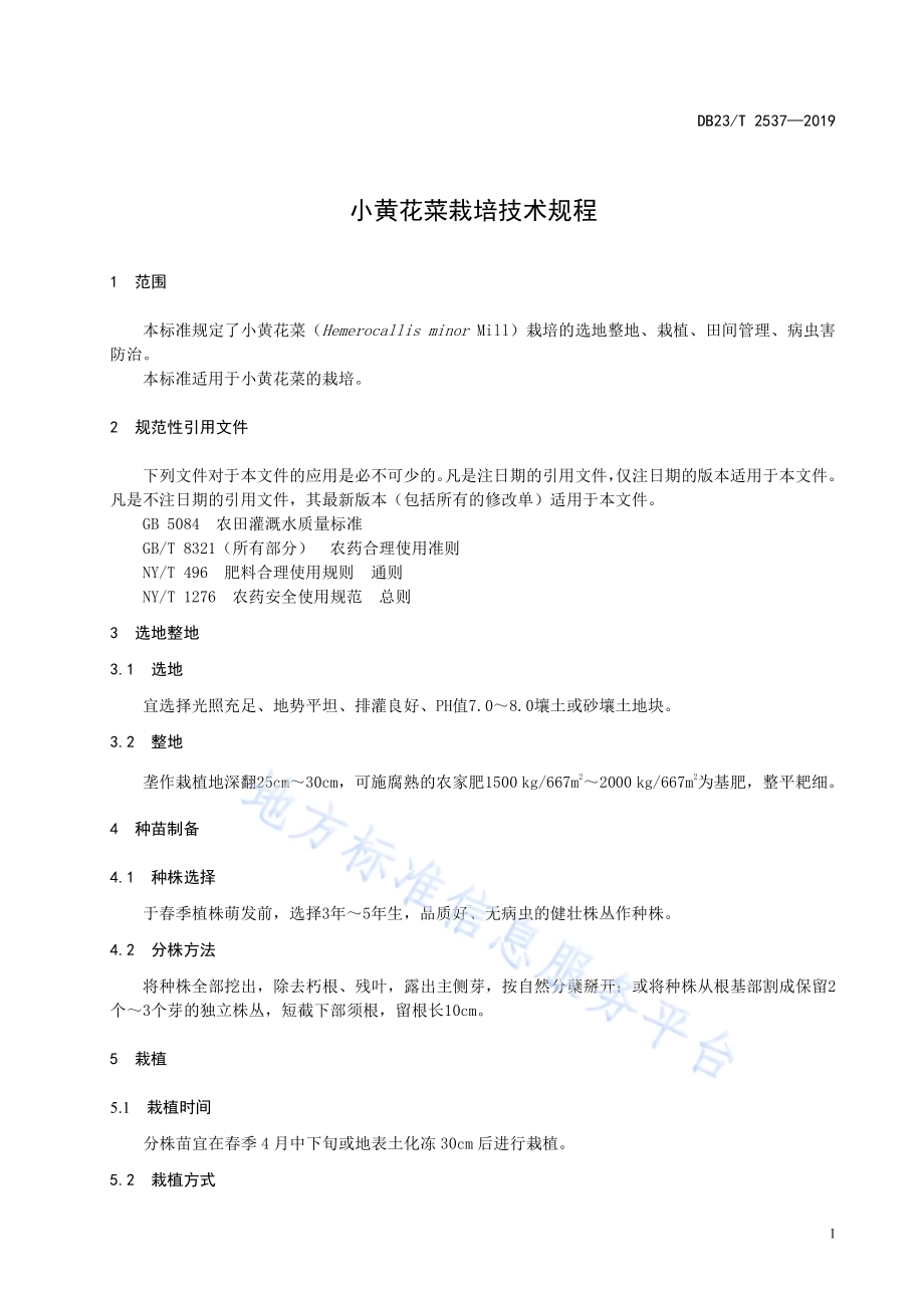 小黄花菜栽培技术规程DB23／T2537—2019.pdf_第3页